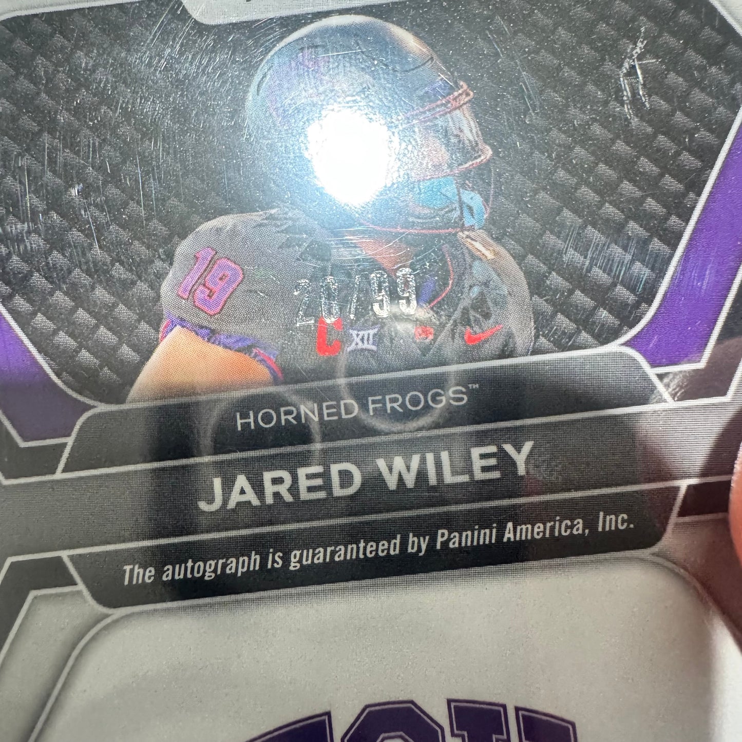 2024 Prizm Draft Picks Jared Wiley RC Purple Ice Auto /99