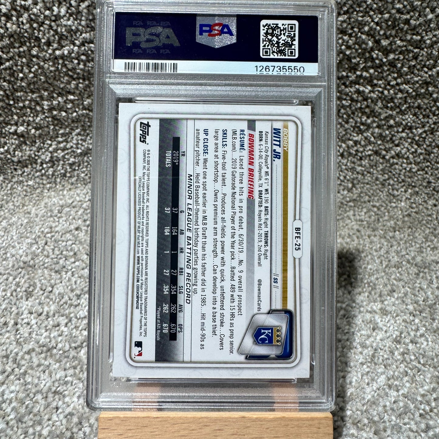 Bobby Witt Jr 1st Bowman PSA 9