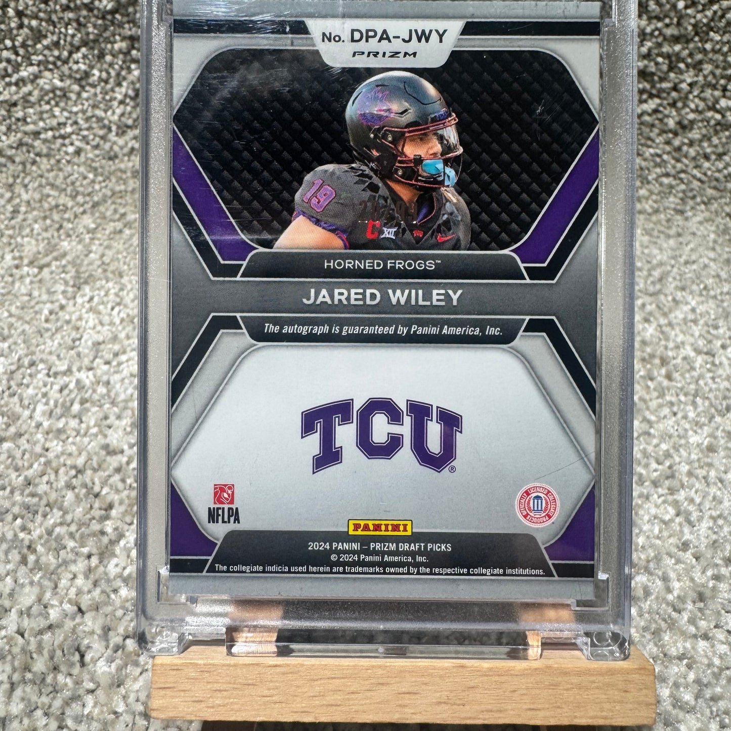 2024 Prizm Draft Picks Jared Wiley RC Purple Ice Auto /99