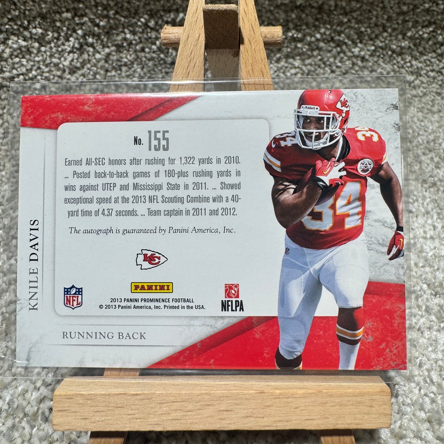 2013 Knile Davis Rated Rookie Jumbo Patch RPA