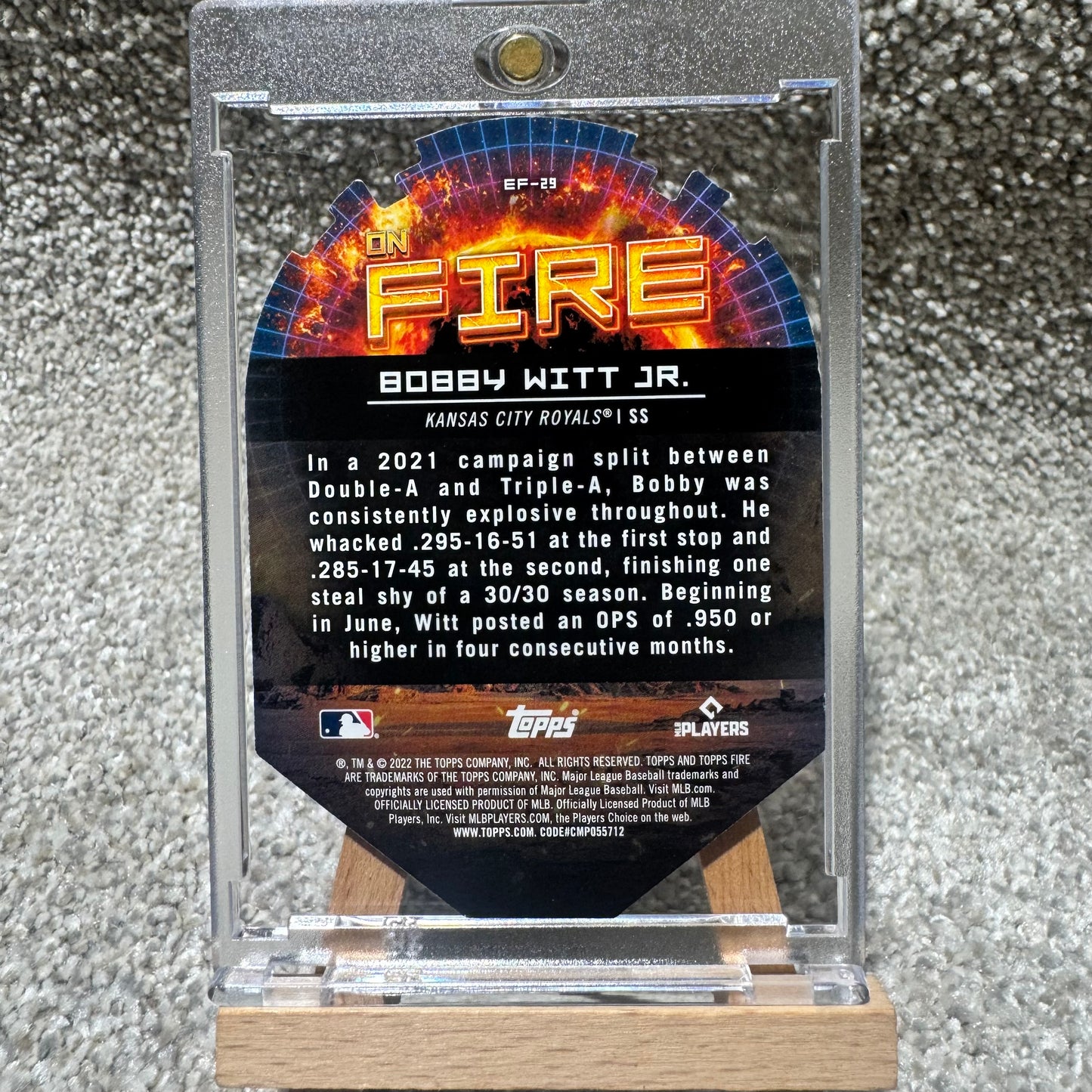 2022 Topps Fire Bobby Witt Jr. On Fire (En Fuego) Die Cut