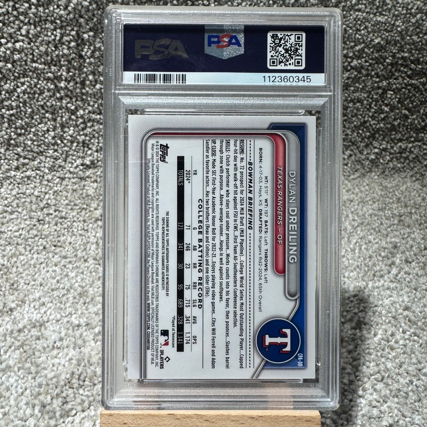 1st Bowman Chrome Auto Dylan Dreiling /199 Aqua Lava