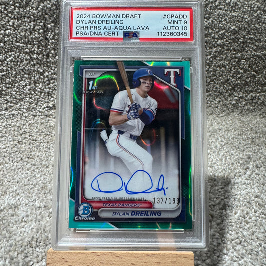 1st Bowman Chrome Auto Dylan Dreiling /199 Aqua Lava