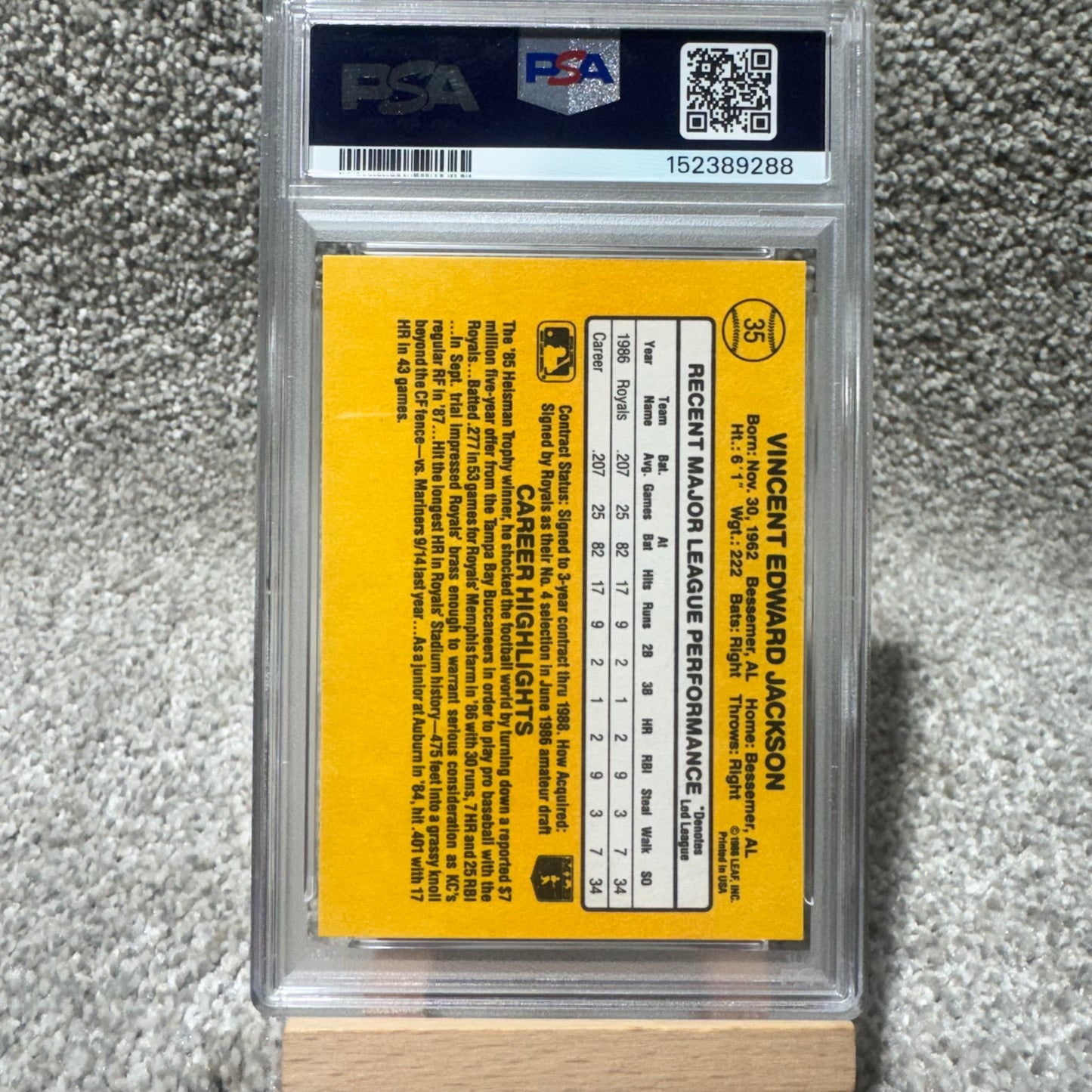 1987 Donruss Bo Jackson Rated Rookie PSA 8 NM-MT